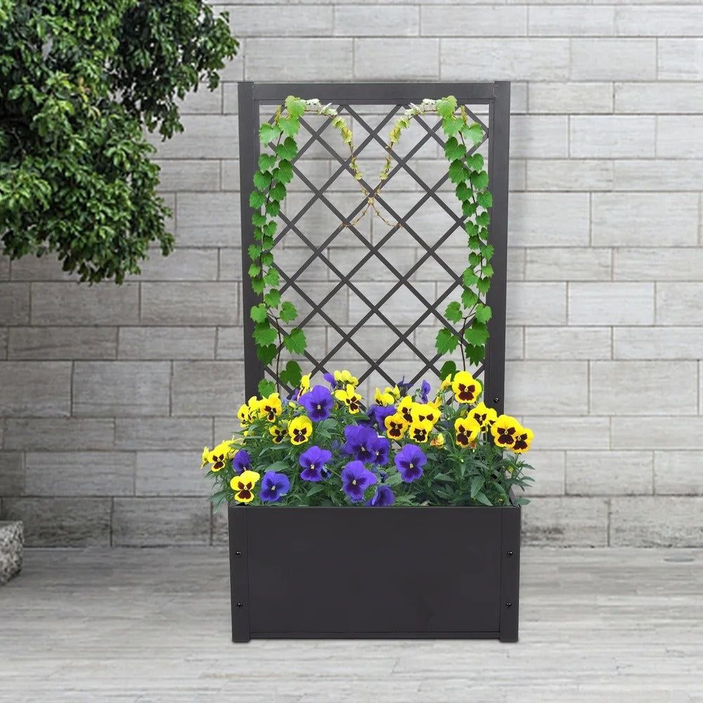 *AS IS* Kinbor Metal Raised Bed with Trellis, Elevated Garden Planter Box for Yard, Patio, Free Standing Outdoor Container Bed KB616