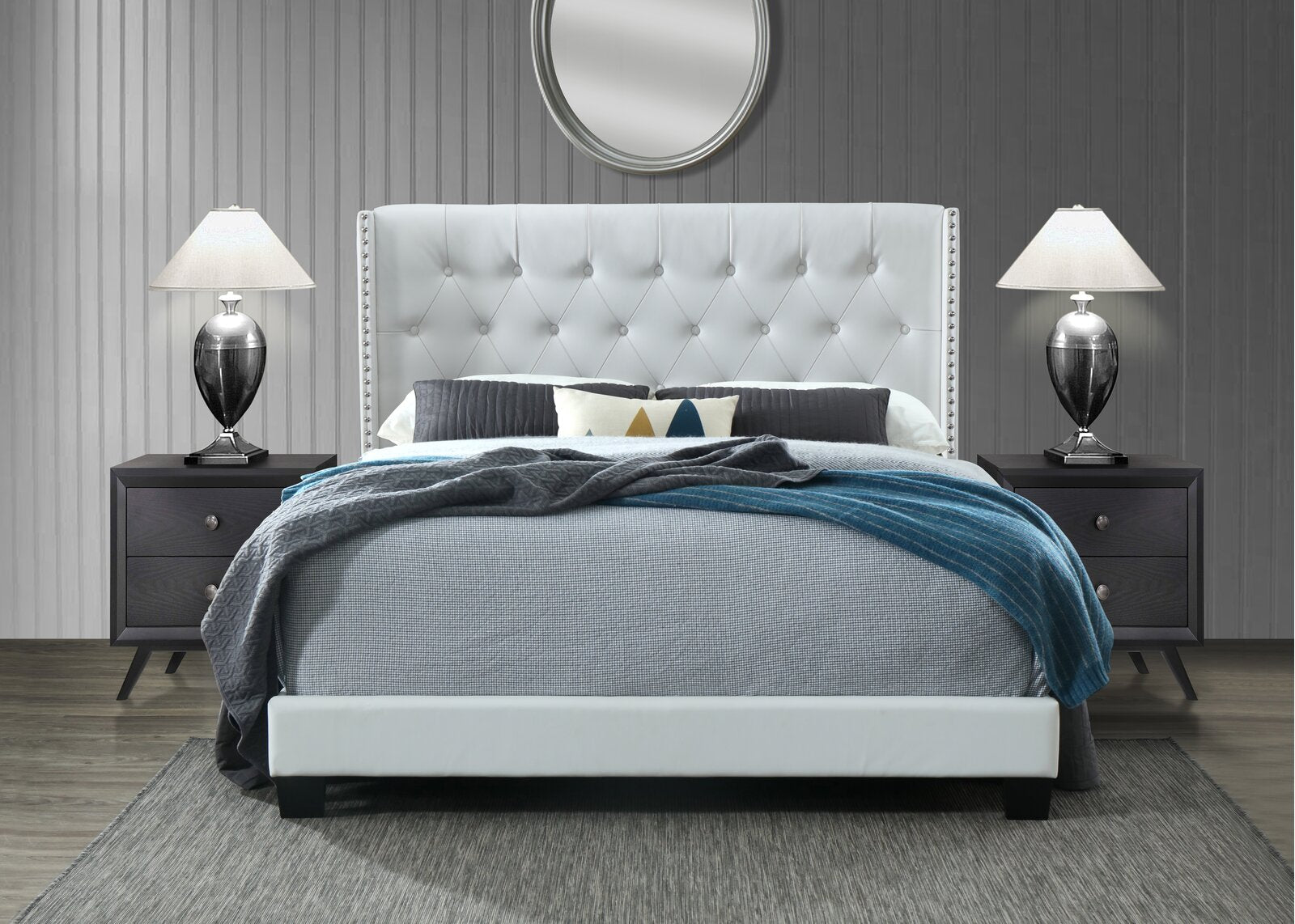 Nadine queen tufted upholstered bed sale