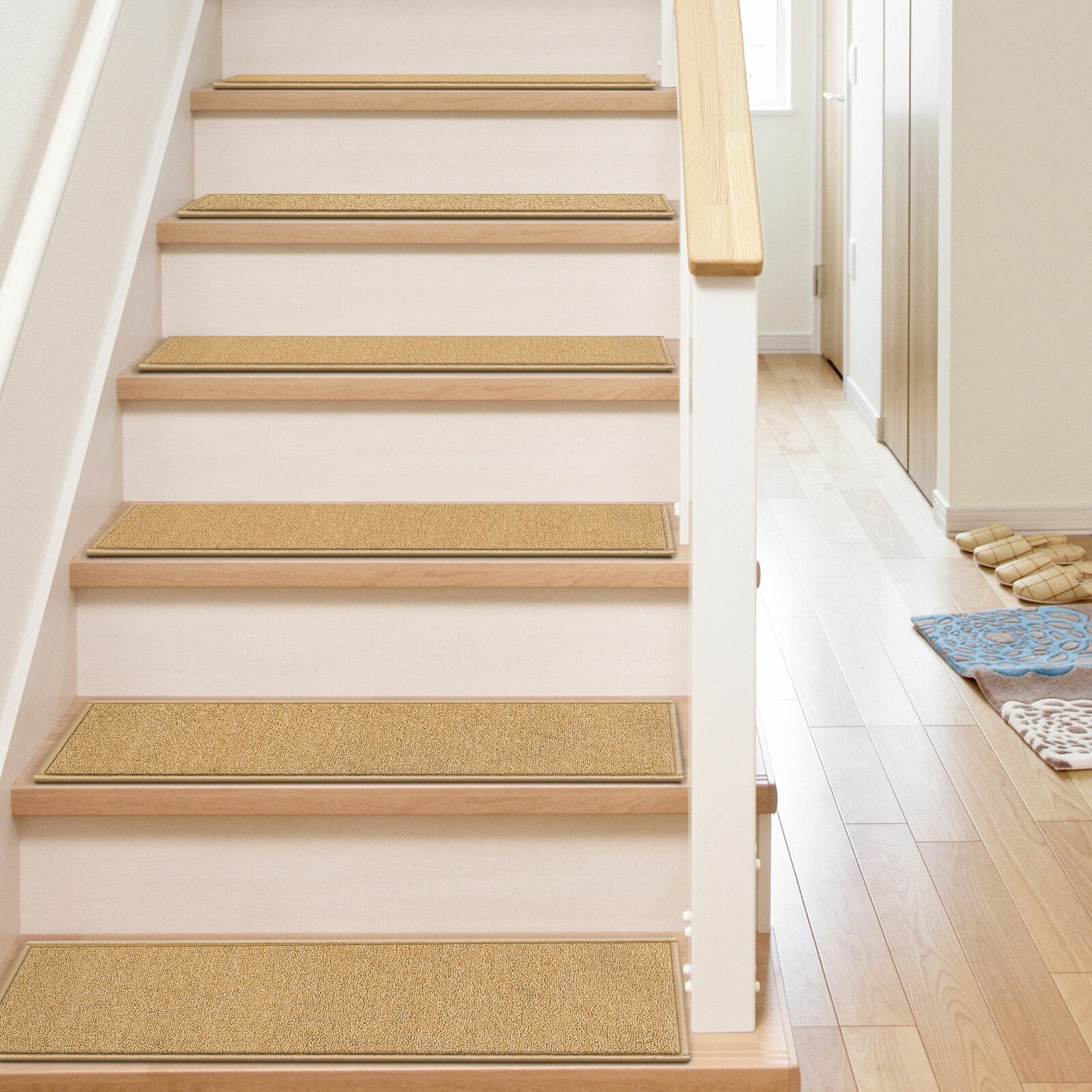 Beige Kings Court Warby Solid Plain Non-Skid Stair Tread (Set of 7) SC692