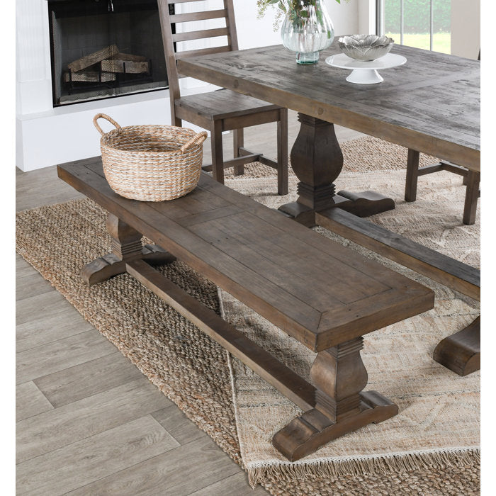 18" H x 66" W x 16" D Weathered Brown Kinston Solid Wood Bench