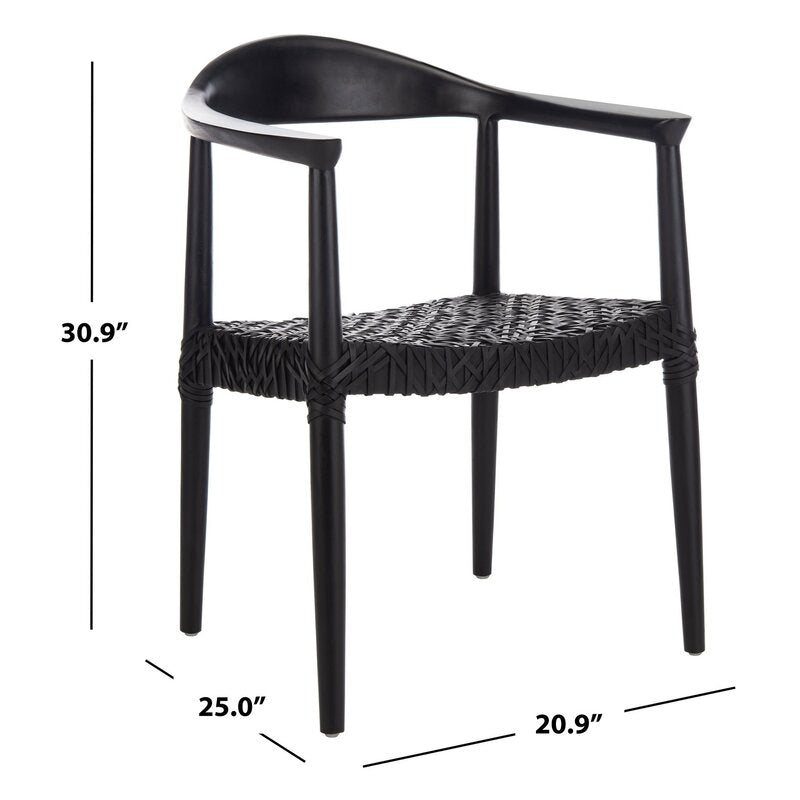 Black Kinzey Solid Wood Ladder Back Arm Chair