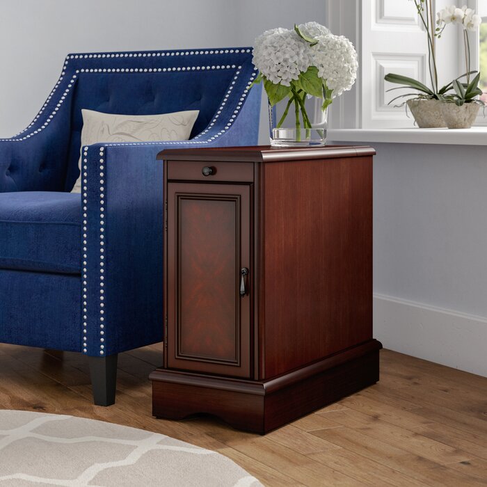 Kipling End Table with Storage and USB Outlets, Cherry **AS IS** (#K6317)