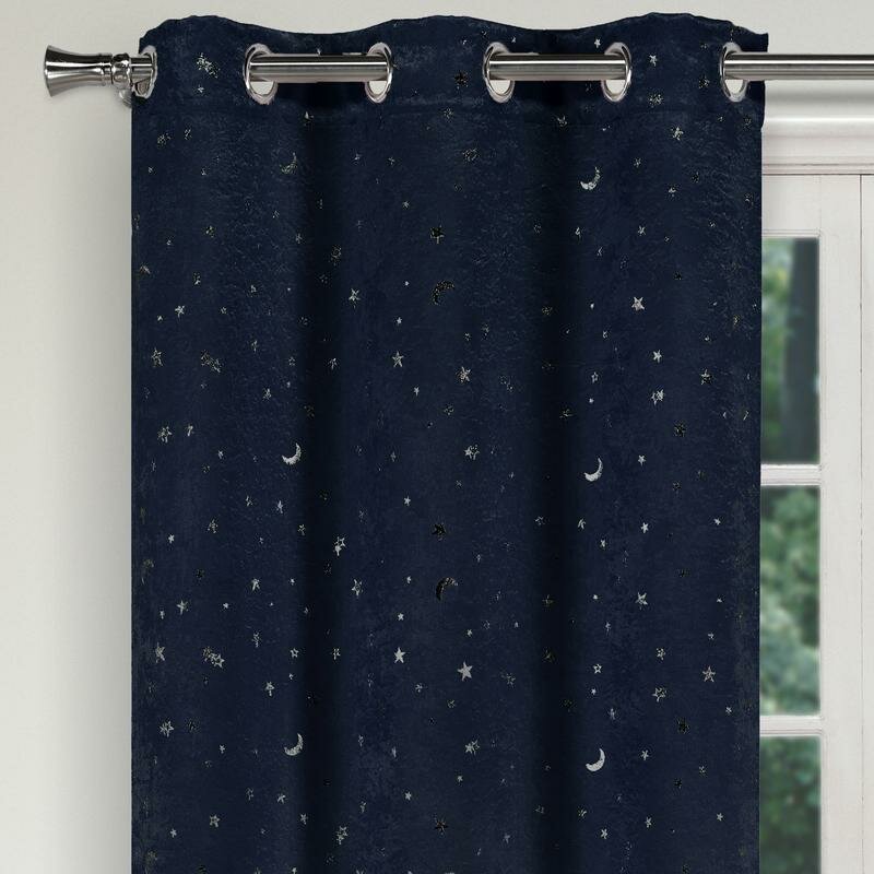 Kivett Star Moon Blackout Thermal Grommet Curtain Panels (Set of 2) 2367