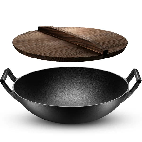 Klee 14'' Non-Stick Cast Iron Wok with Lid