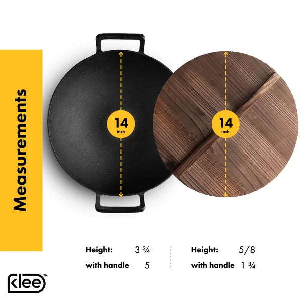 Klee 14'' Non-Stick Cast Iron Wok with Lid