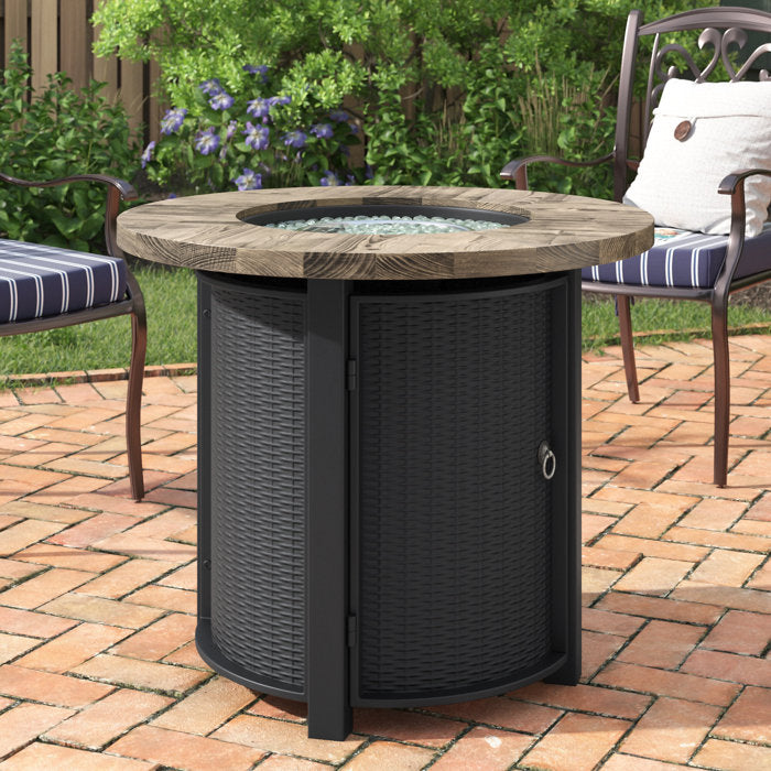 Black Kluge 25'' H x 30'' W Steel Propane Outdoor Fire Pit Table