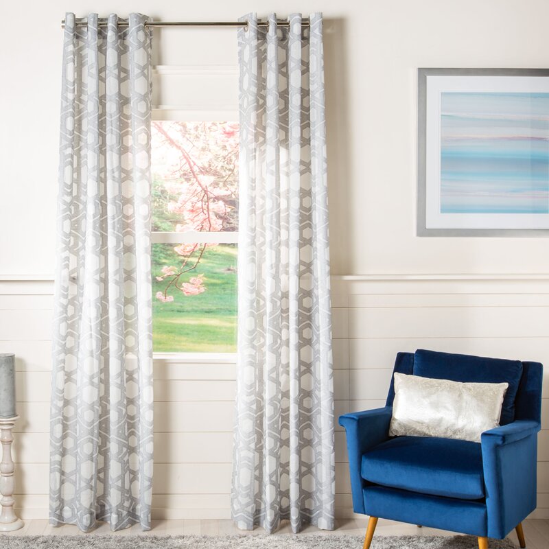 Knushevia Geometric Semi-Sheer Grommet Single Curtain Panel 52x96 SS347