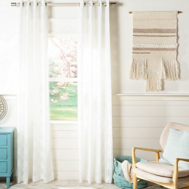 Kober Geometric Sheer Grommet Single Curtain Panel TJ224