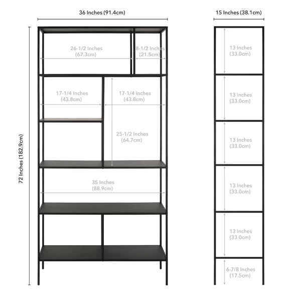 Blackened Bronze Koenig 72'' H x 36'' W Stainless Steel Etagere Bookcase