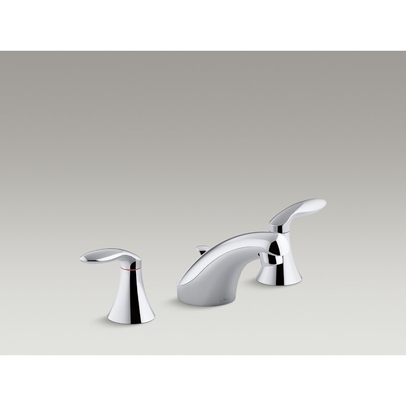 Kohler Coralais Widespread Bathroom Sink Faucet with Lever Handles, Pop-Up Drain and Lift Rod K7736