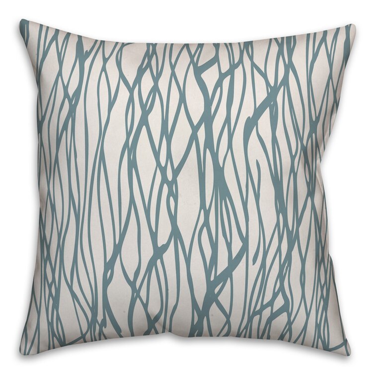 16" x 16" White/Blue Kowalewski Seaweed Square Pillow Cover & Insert, (Set of 2)