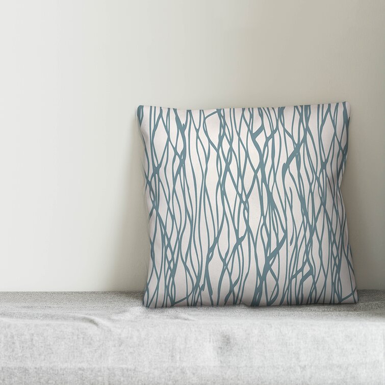 16" x 16" White/Blue Kowalewski Seaweed Square Pillow Cover & Insert, (Set of 2)
