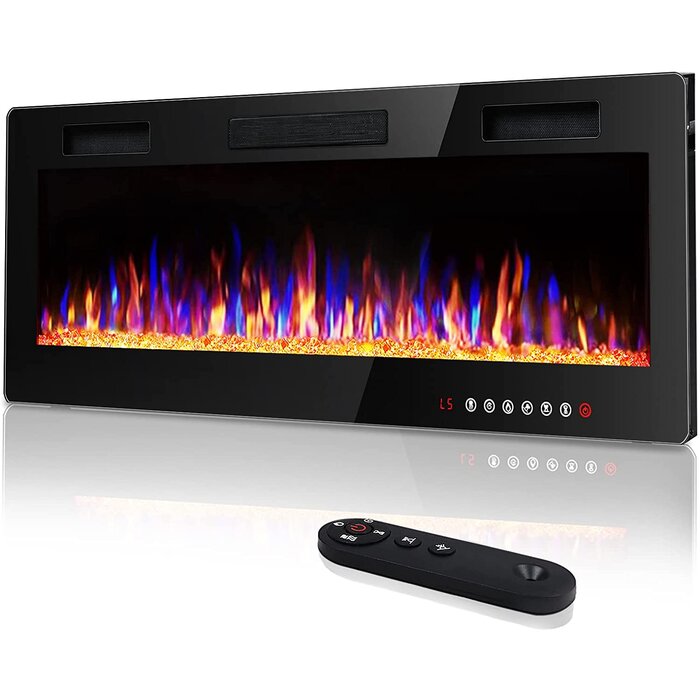 18.11" H x 50" W x 3.85" D Kramfors Electric Fireplace
