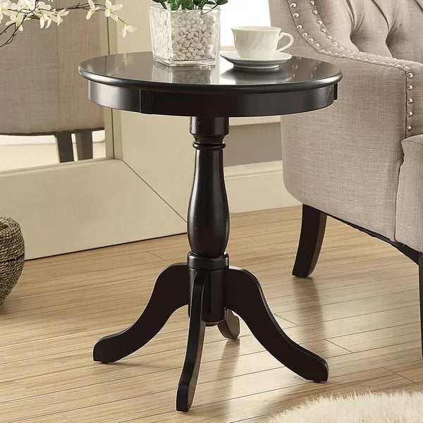 Black Krohn 22'' Tall Pedestal End Table