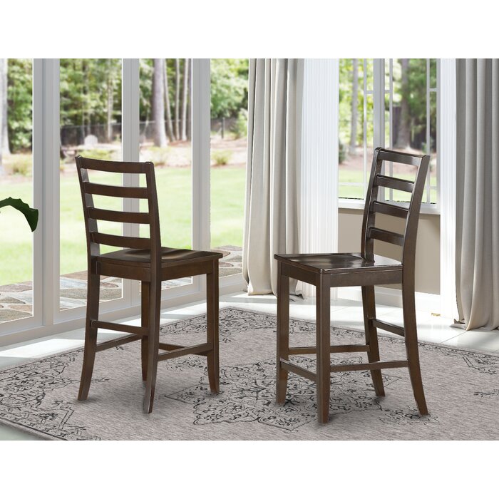 Set of 2 - Krull 25" Counter Height Stools, Wood Seat/Cappuccino (#K4064)