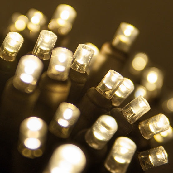 70 5mm Cool White LED Christmas Lights, 4" Spacing, Brown Wire (2 packs) B97-KS393