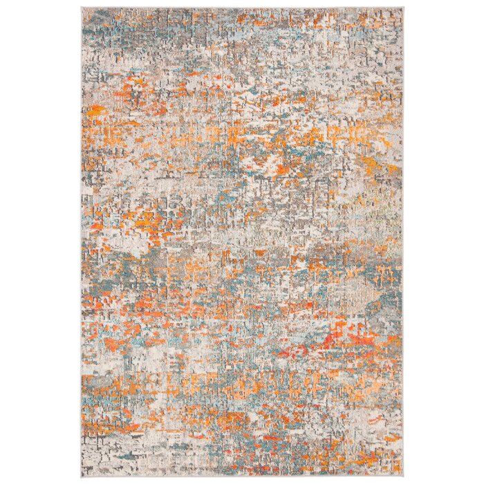 Lacour Gray Orange Area Rug 2'2" x 4" (HA641)