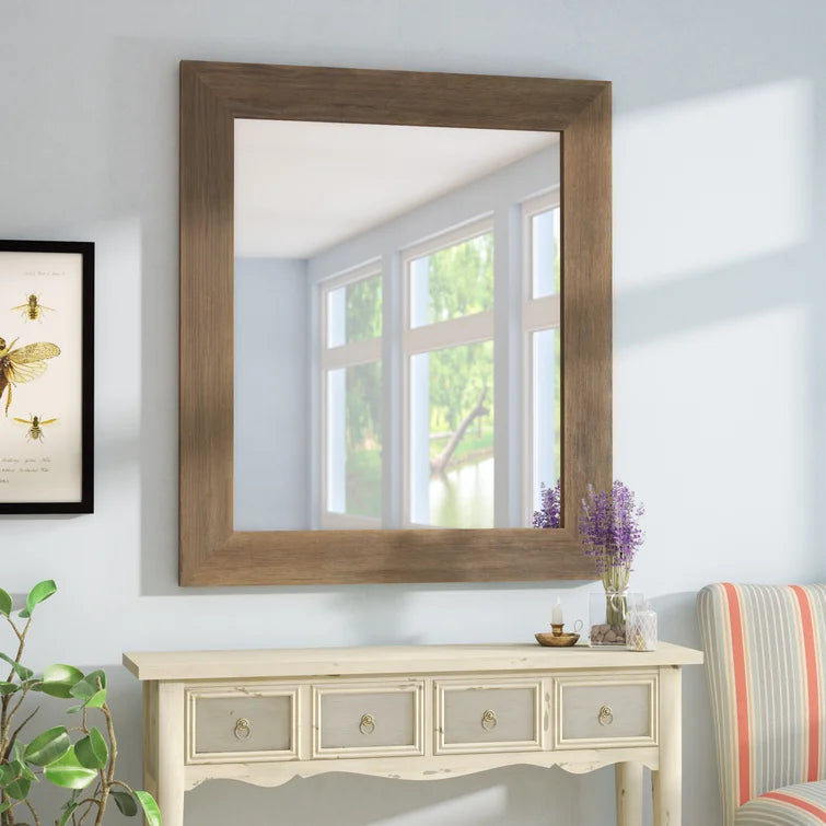 32.5" H x 38.5" W Brown Lahonda Farmhouse Accent Mirror