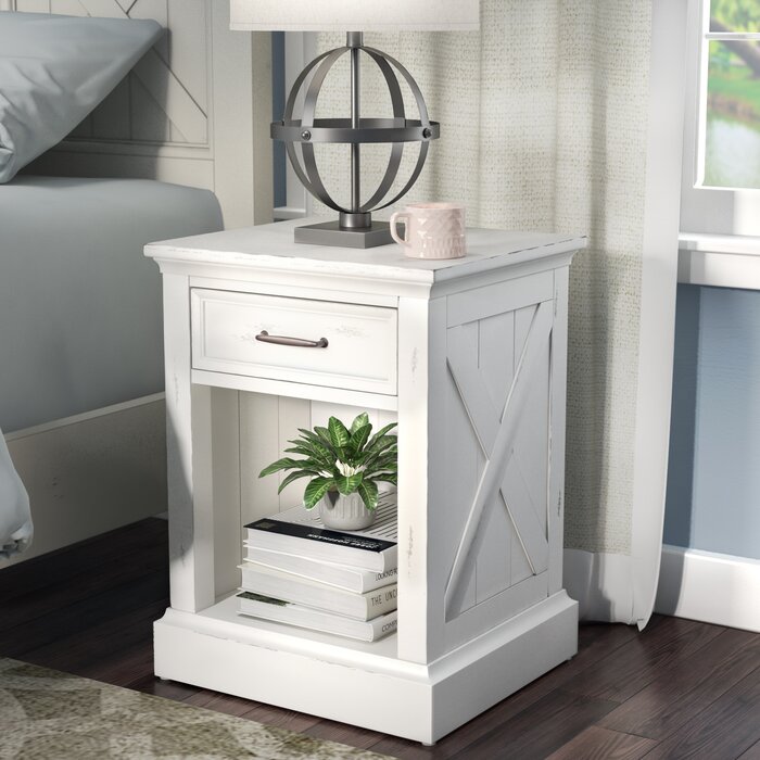 Lana 26'' Tall 1 Drawer Nightstand in Off-White