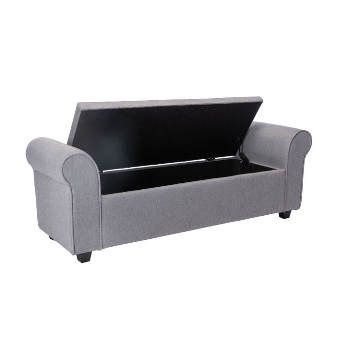 Gray Landaverde Upholstered Flip Top Storage Bench