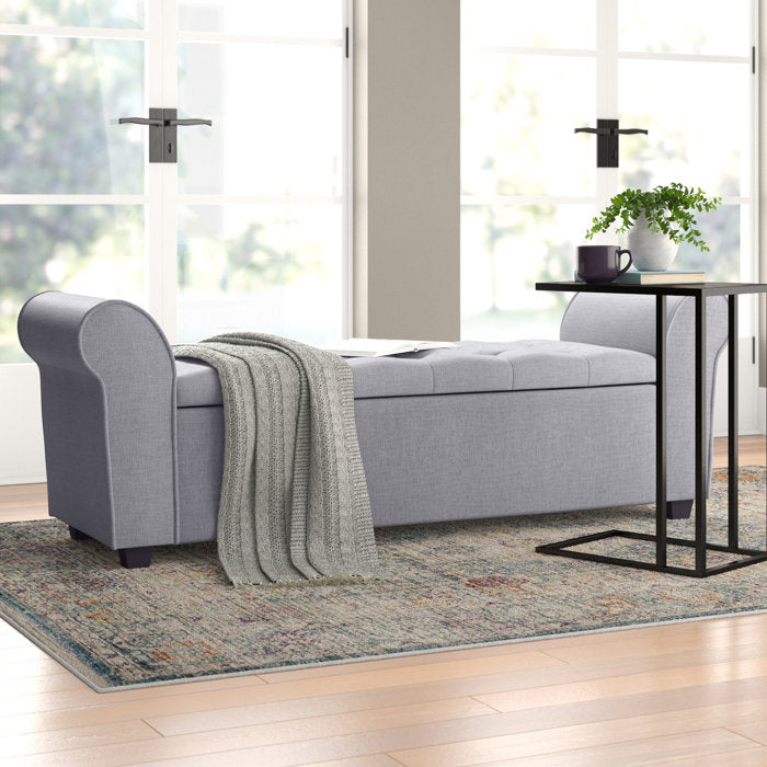 Gray Landaverde Upholstered Flip Top Storage Bench