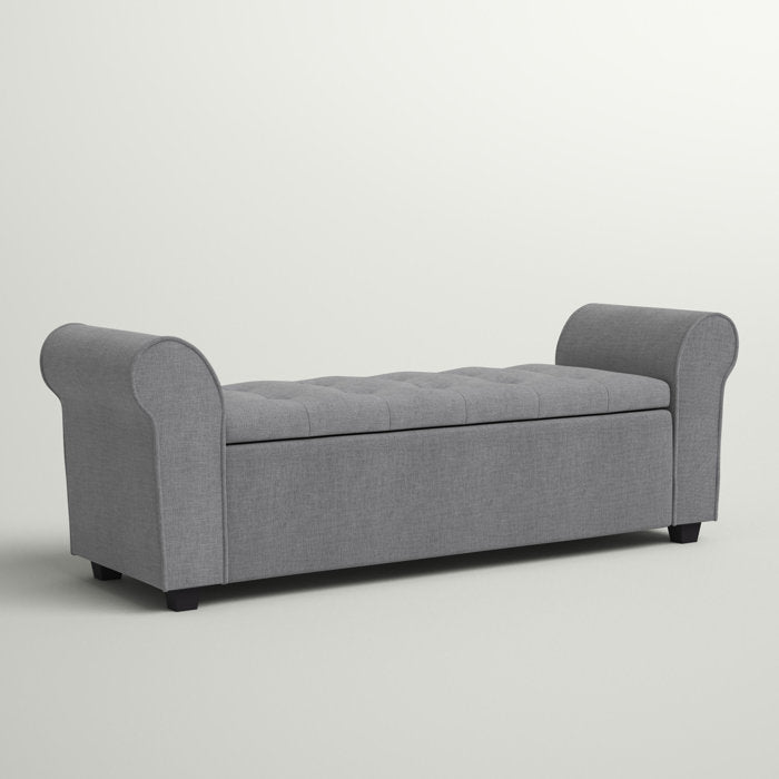 Gray Landaverde Upholstered Flip Top Storage Bench
