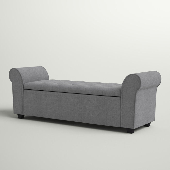 Gray Landaverde Upholstered Flip Top Storage Bench