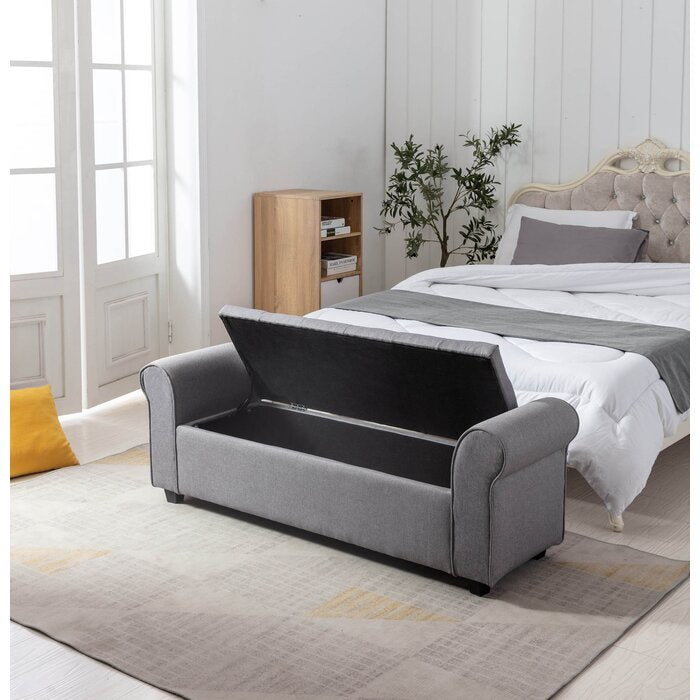 Gray Landaverde Upholstered Flip Top Storage Bench