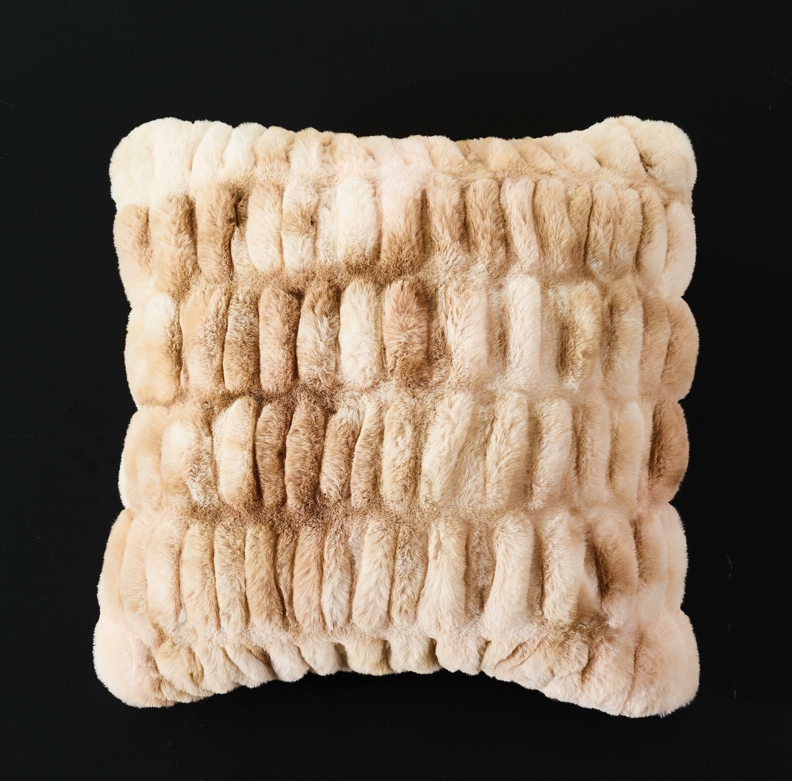 Beige Landry Sculpted Faux Fur Throw Pillow SC499