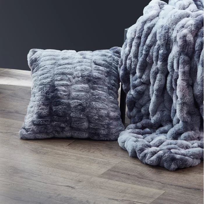 Blue Landry Sculpted Square Faux Fur Throw Pillow
