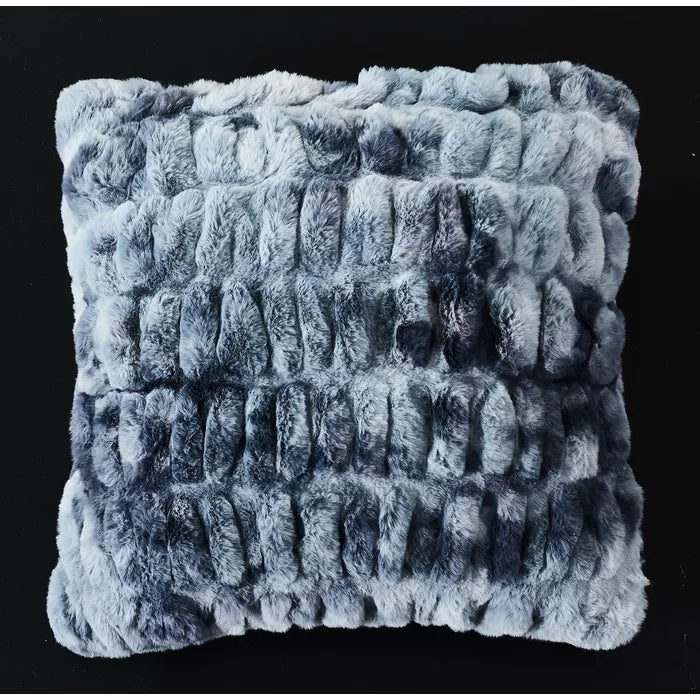 Blue Landry Sculpted Square Faux Fur Throw Pillow