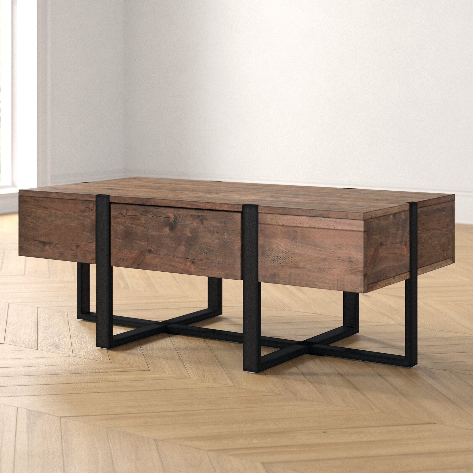 18" H x 48" L x 24" W Langdon Cross Legs Coffee Table CL142