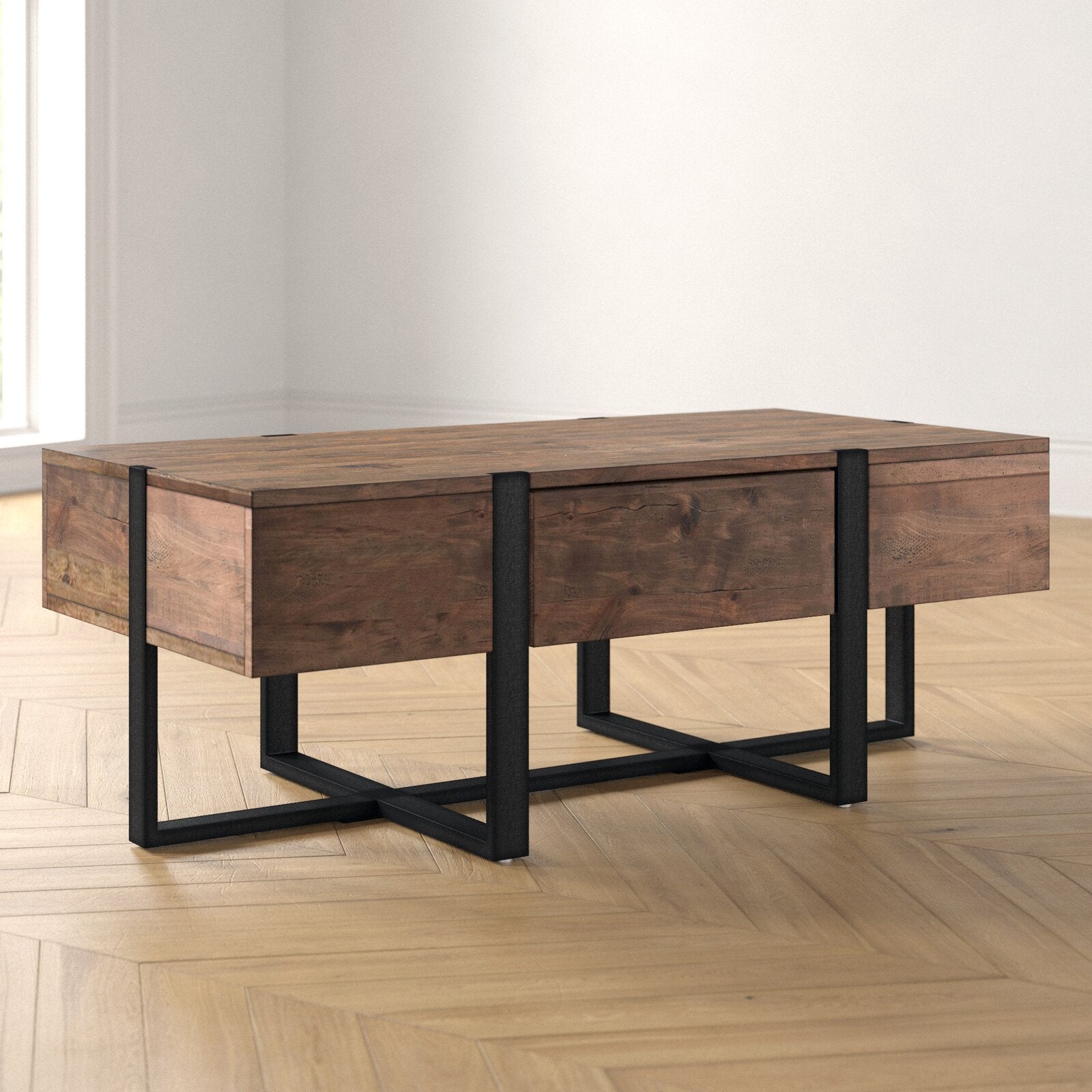 18" H x 48" L x 24" W Langdon Cross Legs Coffee Table CL142