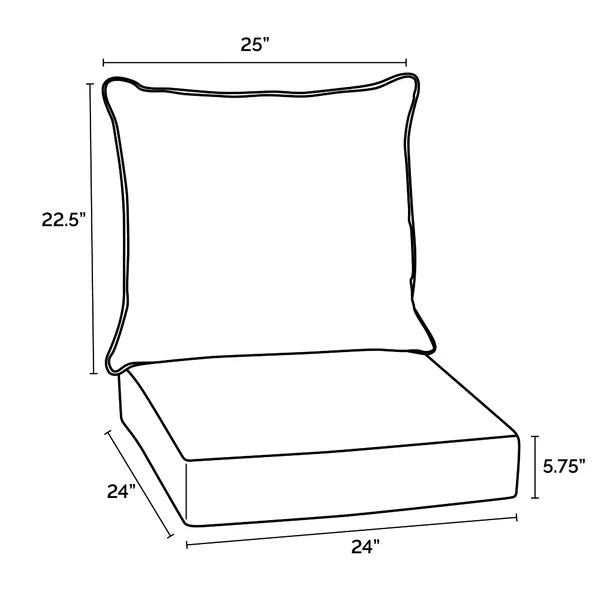5.75" H x 24" W x 24" D Langley Street® Outdoor Seat/Back Cushion