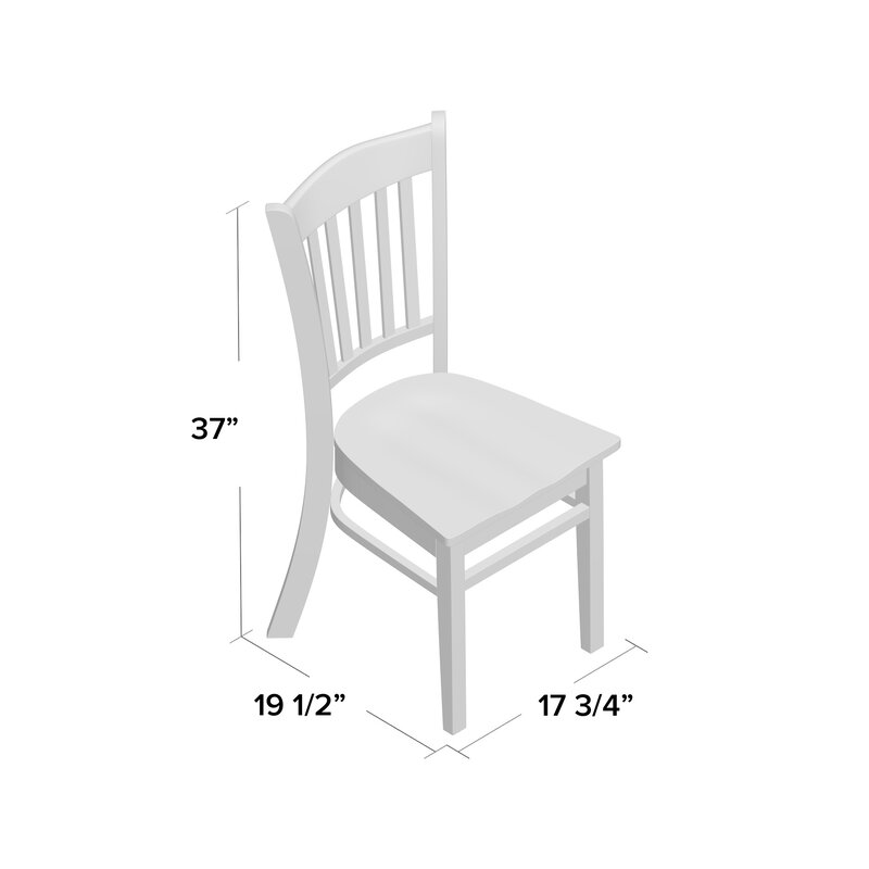 Off White/Cream Langwater Solid Wood Slat Back Side Chair (Set of 2) KB503