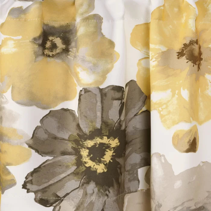 Lariya Floral Tailored 52'' Window Valance in Yellow/Gray, (Set of 2)