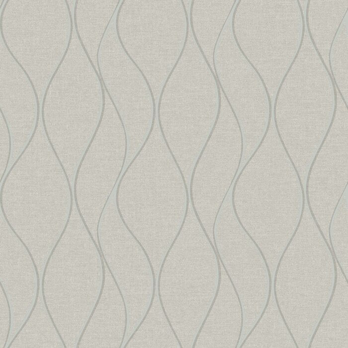 Beige Lasky Wave Ogee 16.5' L x 20.5" W Peel and Stick Wallpaper Roll, (Set of 3)