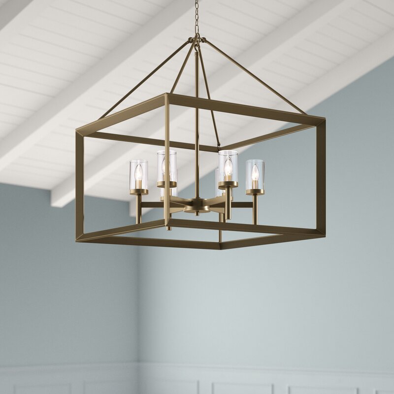 White Gold Laurent Lantern Square Chandelier KB109