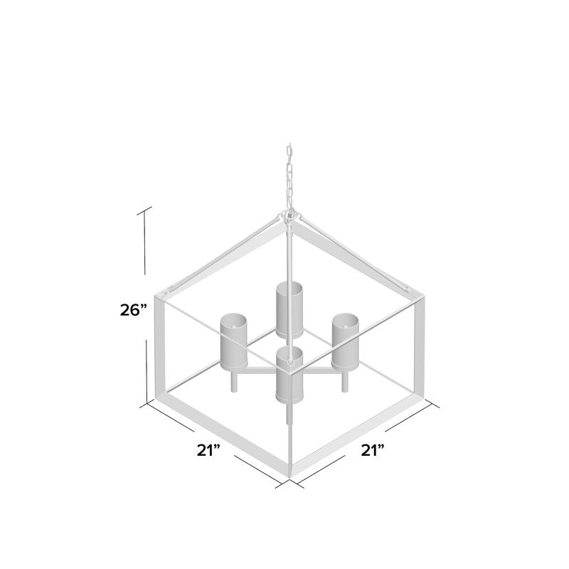 White Gold Laurent Lantern Square Chandelier KB109