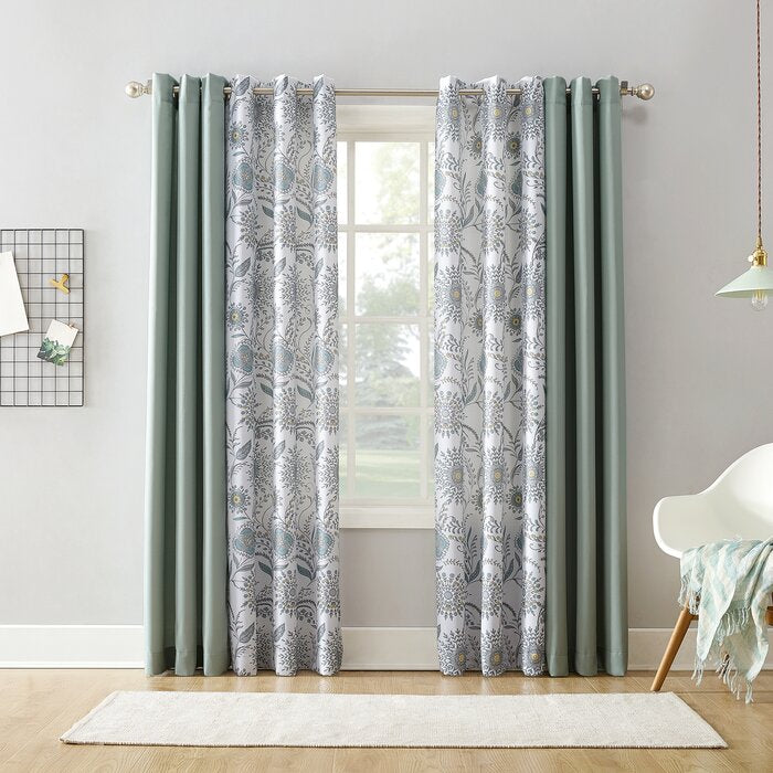 40" W x 95" L Lawerence Medallion Floral Semi-Sheer Grommet Curtain Panel,  (Set of 2)