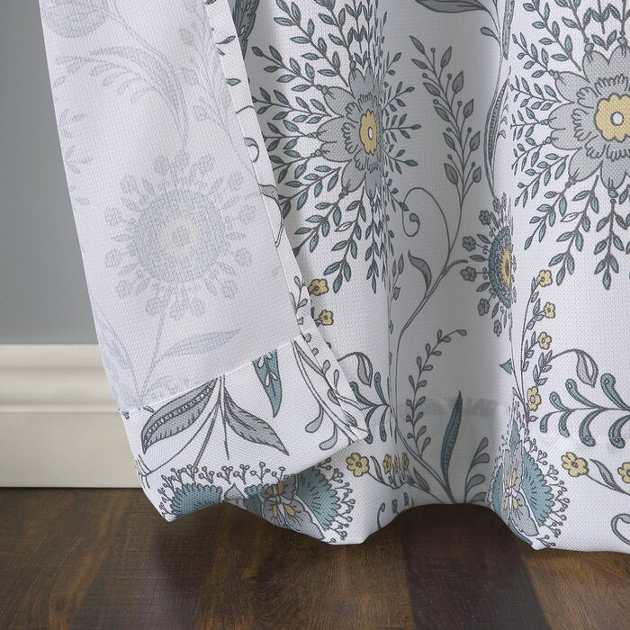 40" W x 95" L Lawerence Medallion Floral Semi-Sheer Grommet Curtain Panel,  (Set of 2)