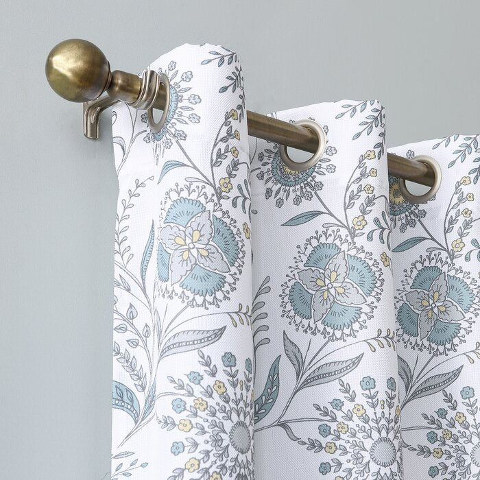 40" W x 95" L Lawerence Medallion Floral Semi-Sheer Grommet Curtain Panel,  (Set of 2)