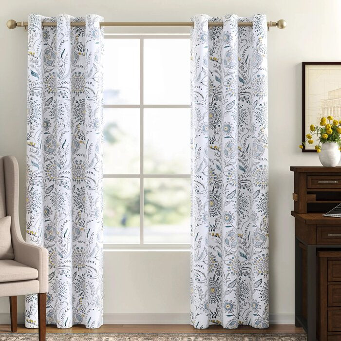 40" W x 95" L Lawerence Medallion Floral Semi-Sheer Grommet Curtain Panel,  (Set of 2)