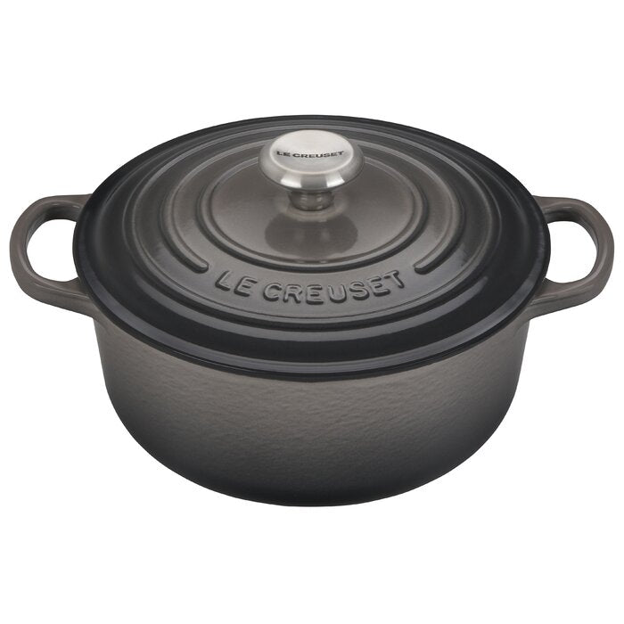 5.5 qt Le Creuset Oyster Signature Cast Iron Round Dutch Oven with Lid