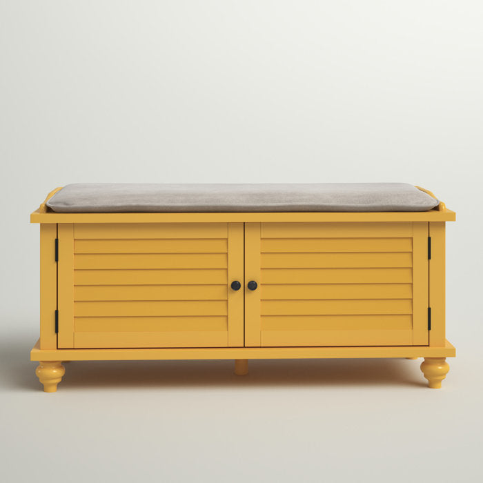 Banana Yellow Lechner Velvet Cabinet Storage Bench