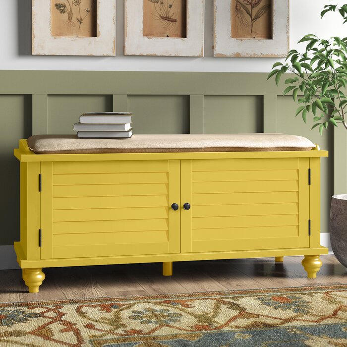 Banana Yellow Lechner Velvet Cabinet Storage Bench
