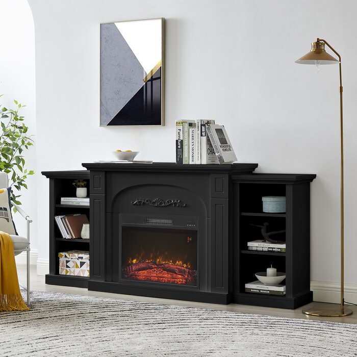 Black Lederer 72.5'' W Electric Fireplace