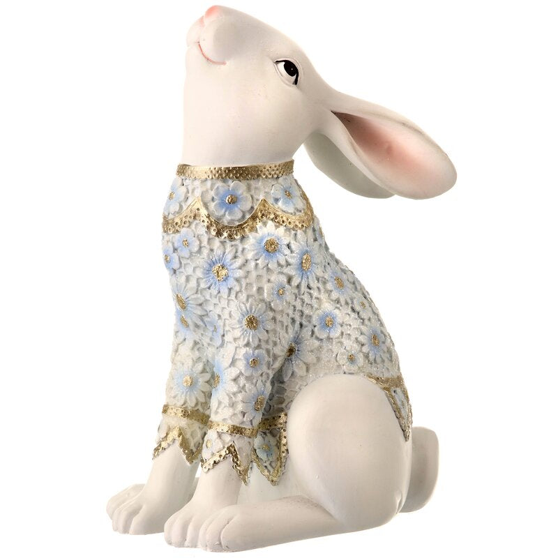 Ledet Floral Dressed Sitting Bunny Figurine 7008