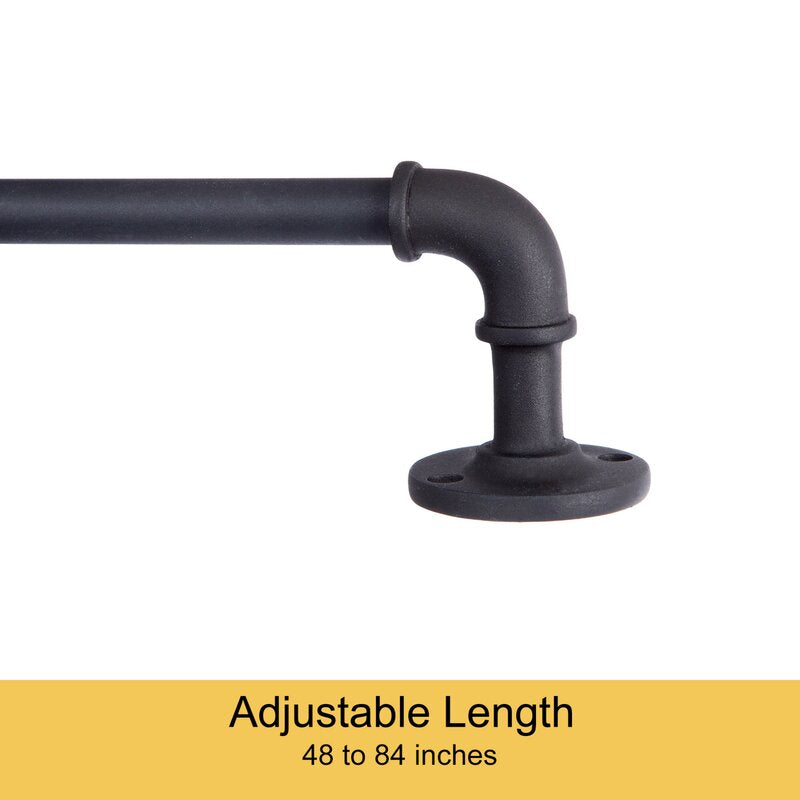 Black Ledya Adjustable 0.63" Curtain Rod MG546