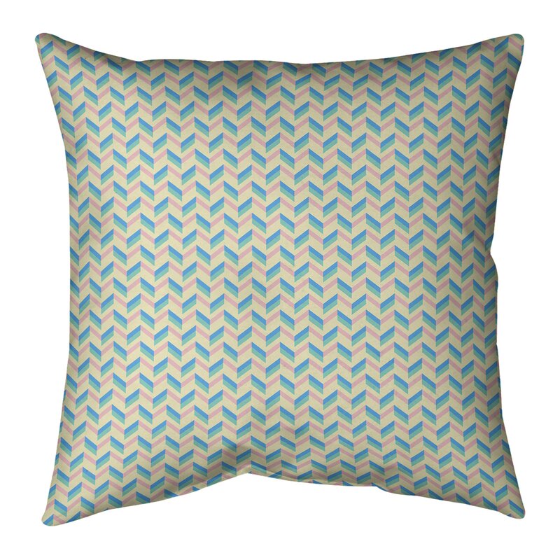 18" H x 18" W Light Green/Yellow Leffel Chevrons Square Linen Throw Pillow B6-CR8042